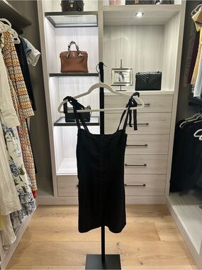 Reformation Dion Black Tie-Shoulder Mini Dress